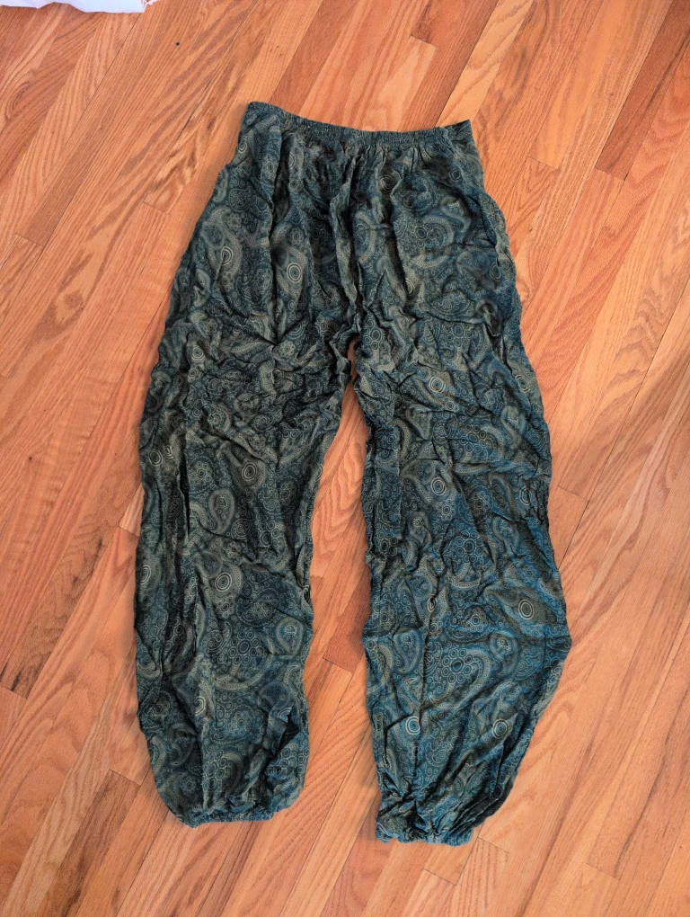 Green Paisley Harem Pants