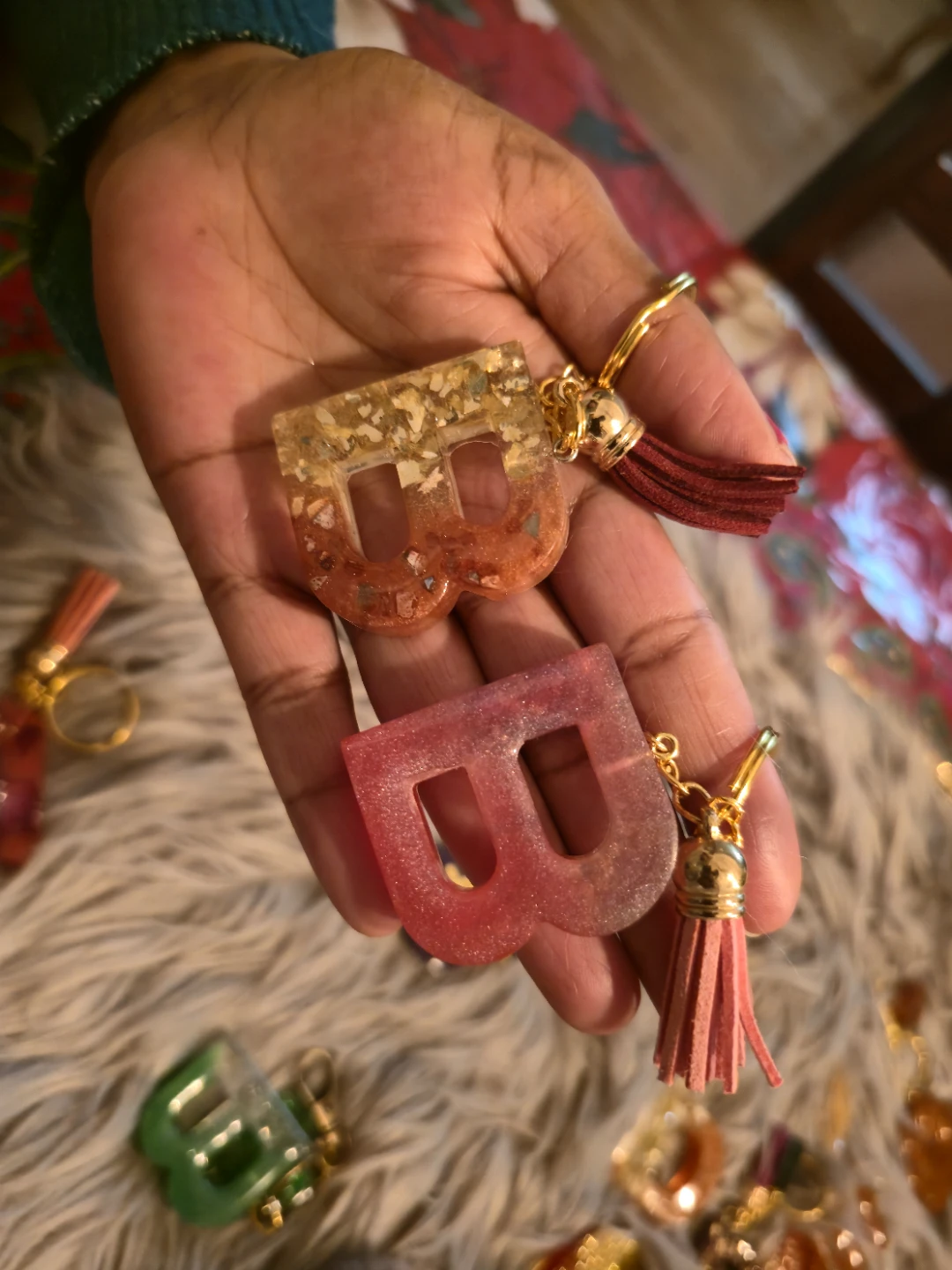Handmade Resin Letter Keychains - photo 2