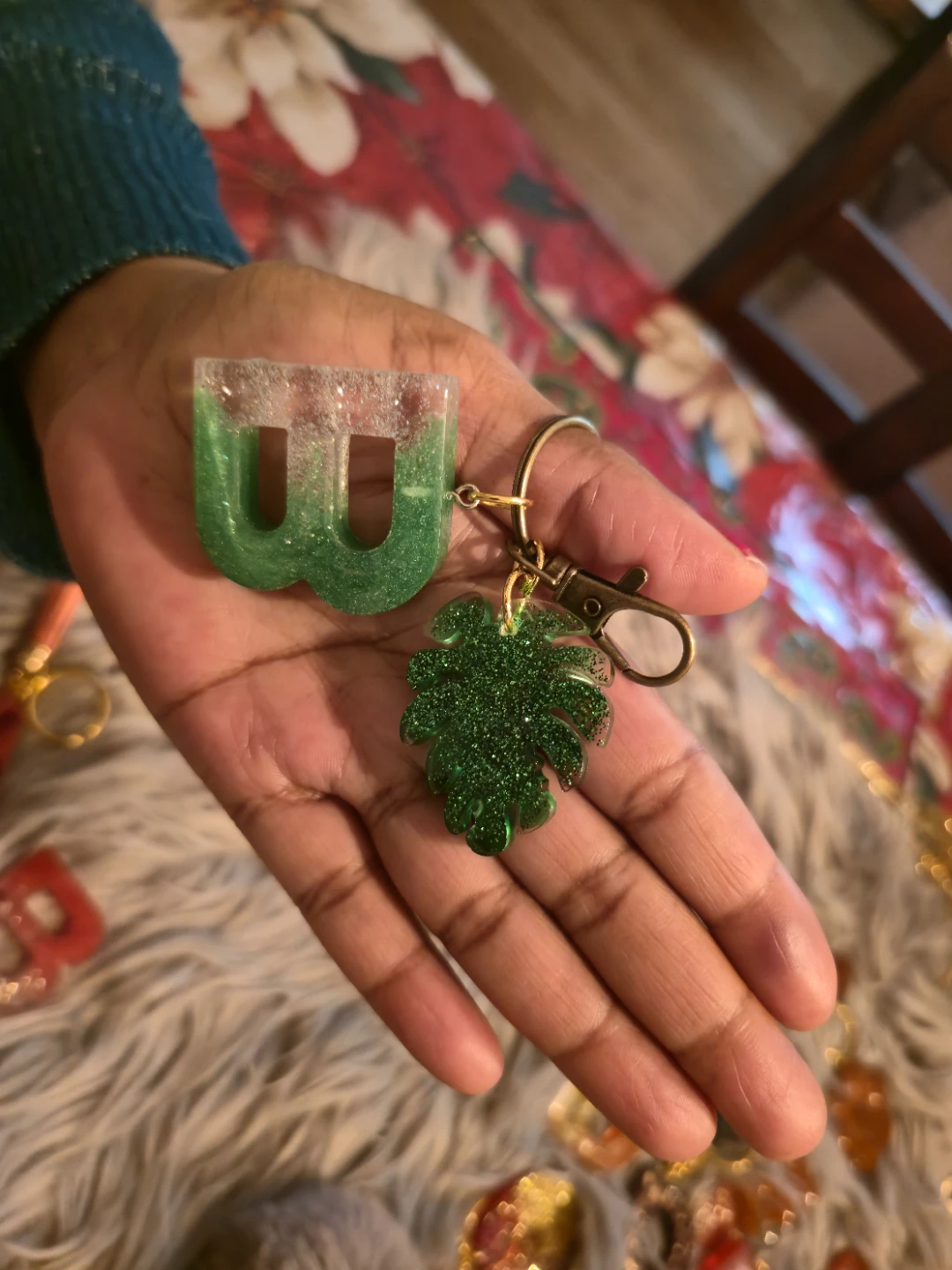 Handmade Resin Letter Keychains - photo 3