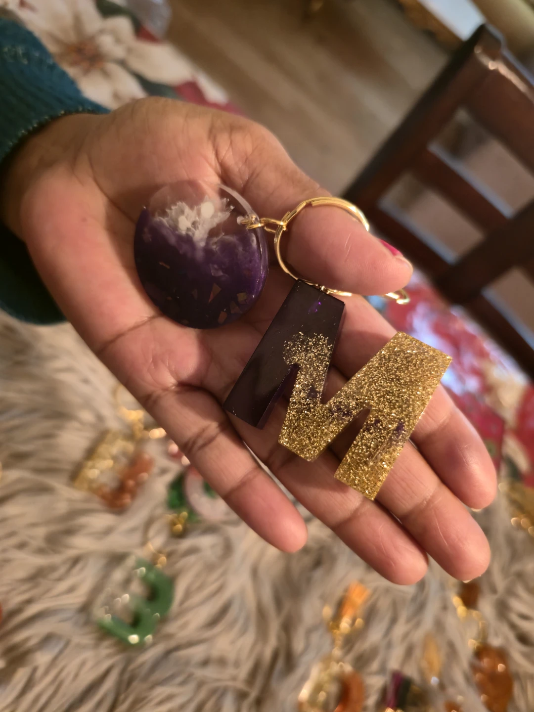 Handmade Resin Letter Keychains - photo 4