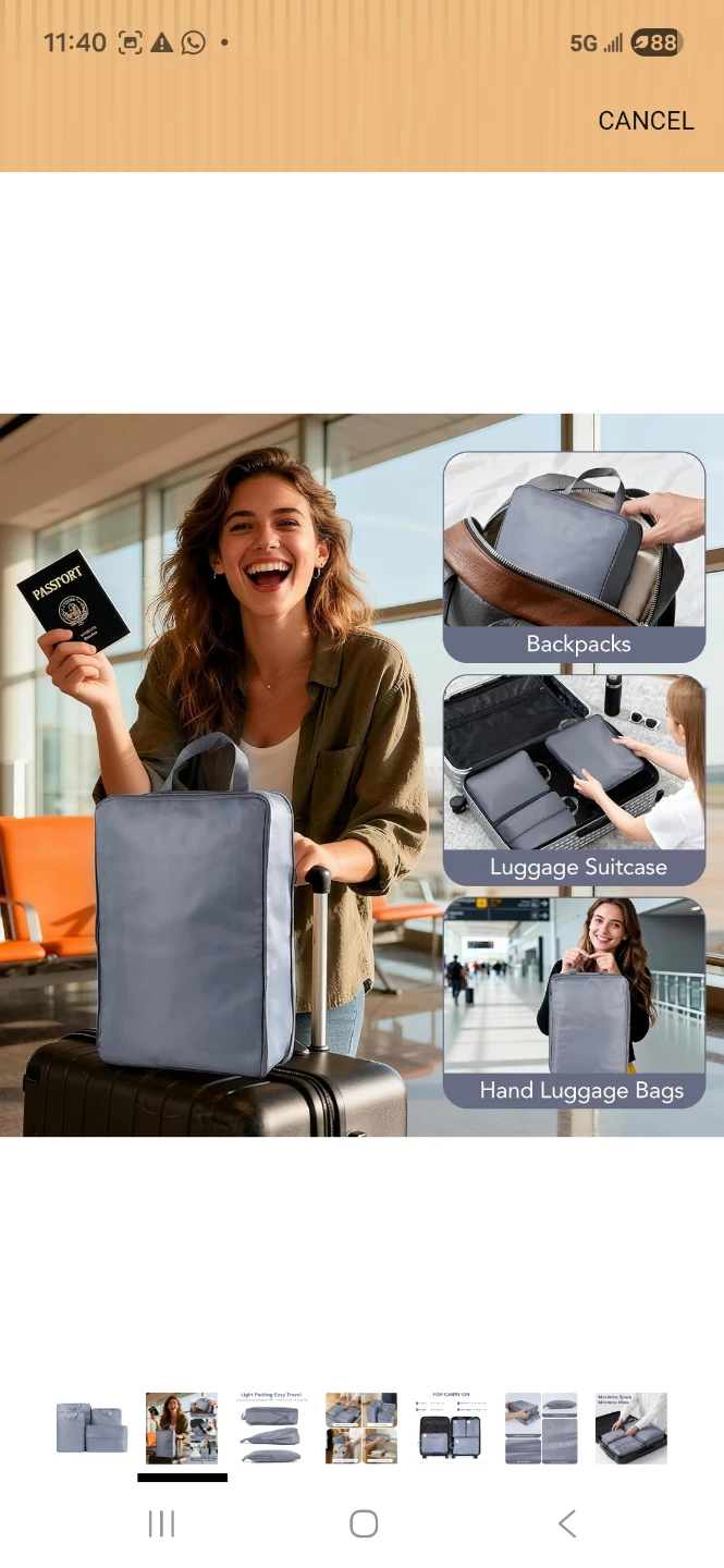 Set of 4 Grey Travel Packing Cubes - photo 2
