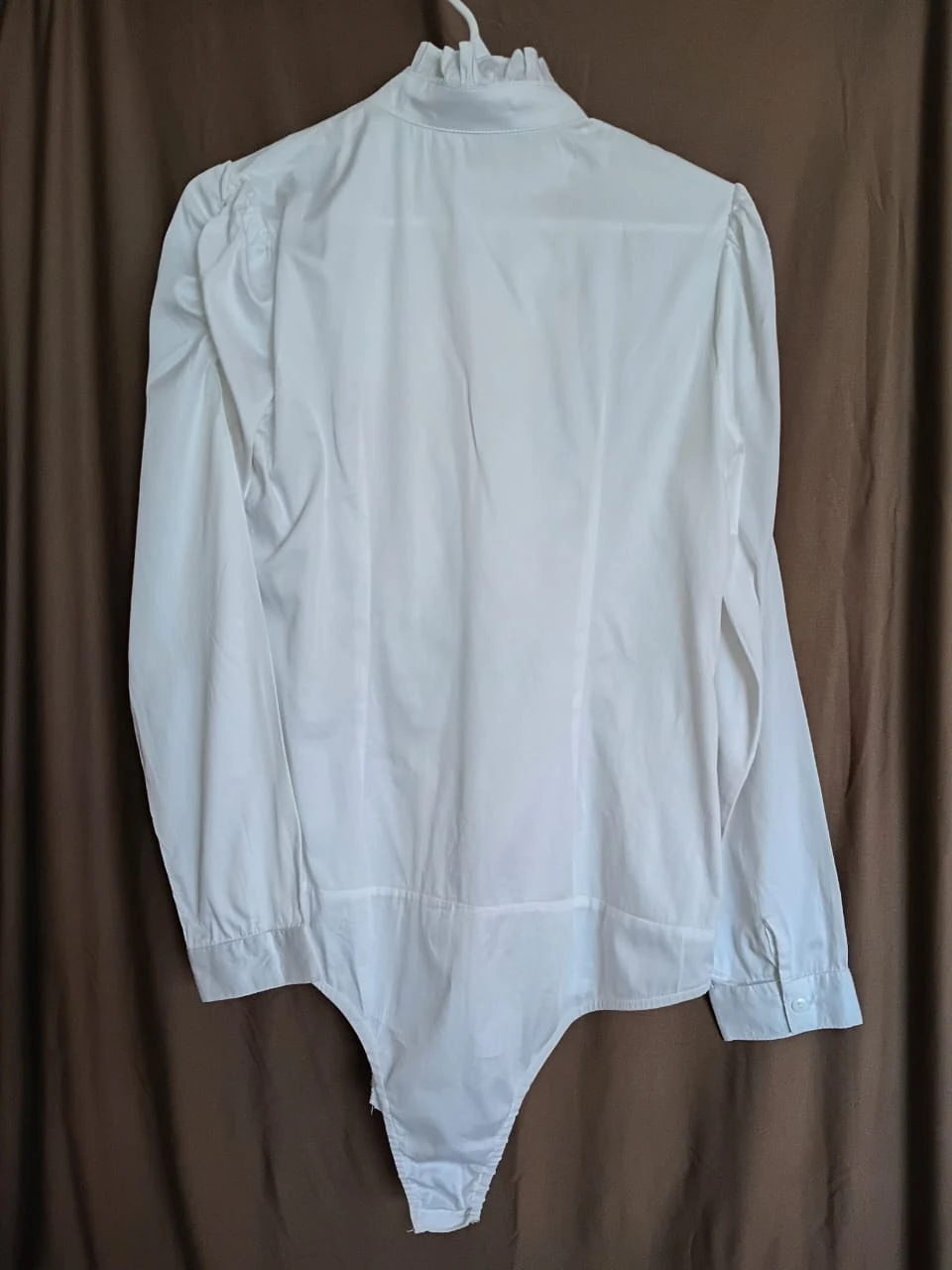 White Cotton Ruffle Blouse Bodysuit - photo 2
