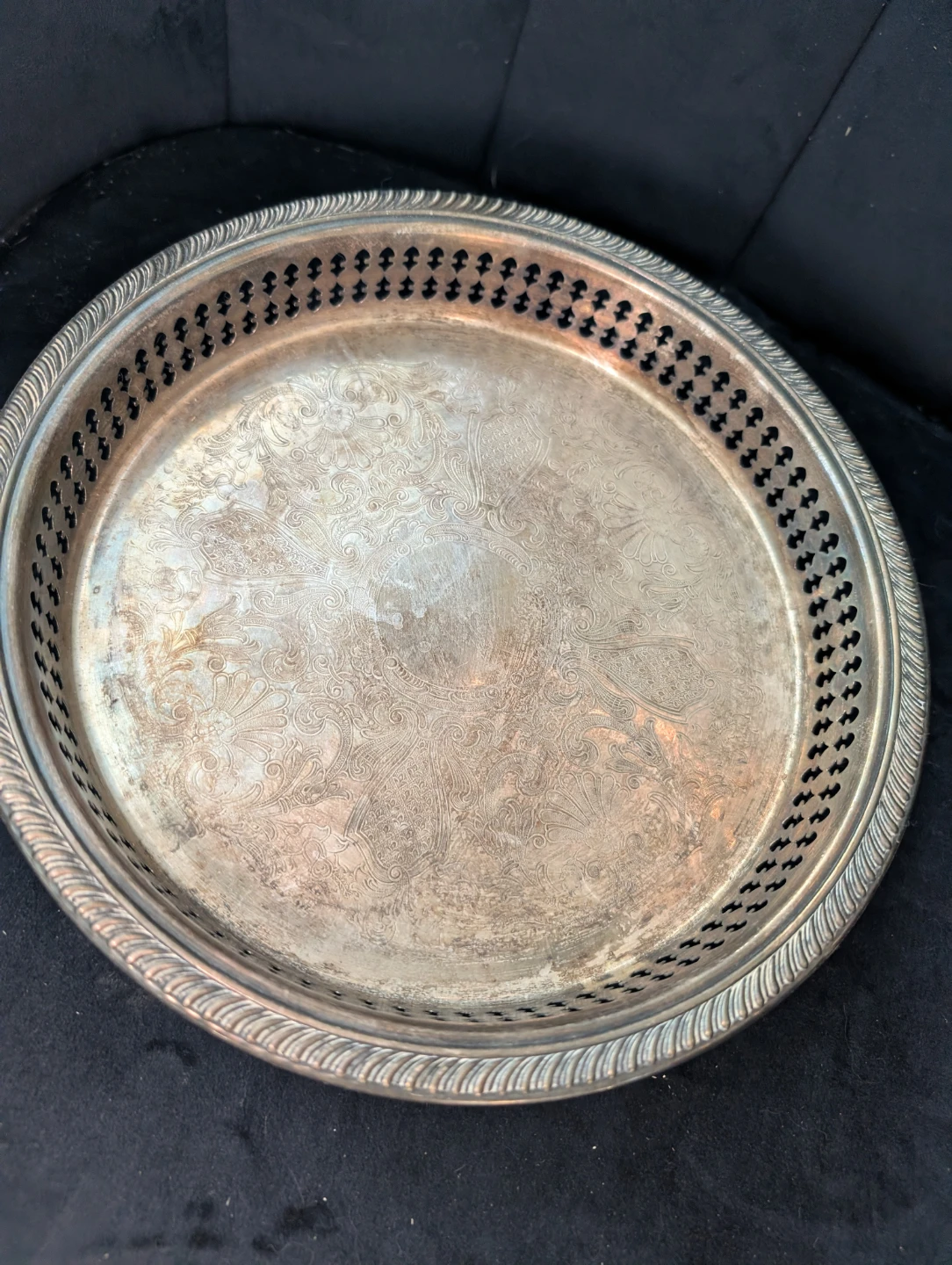 Vintage Silver Plated Footed Tray