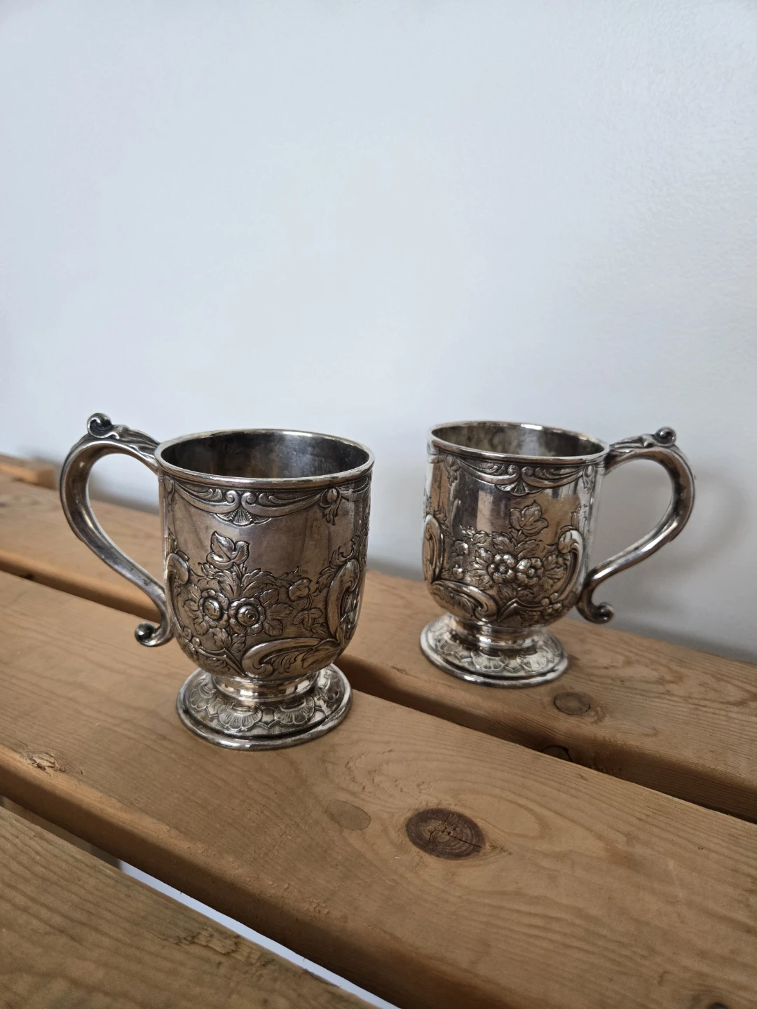 Vintage Decorative Silver Cups (Set of 2)