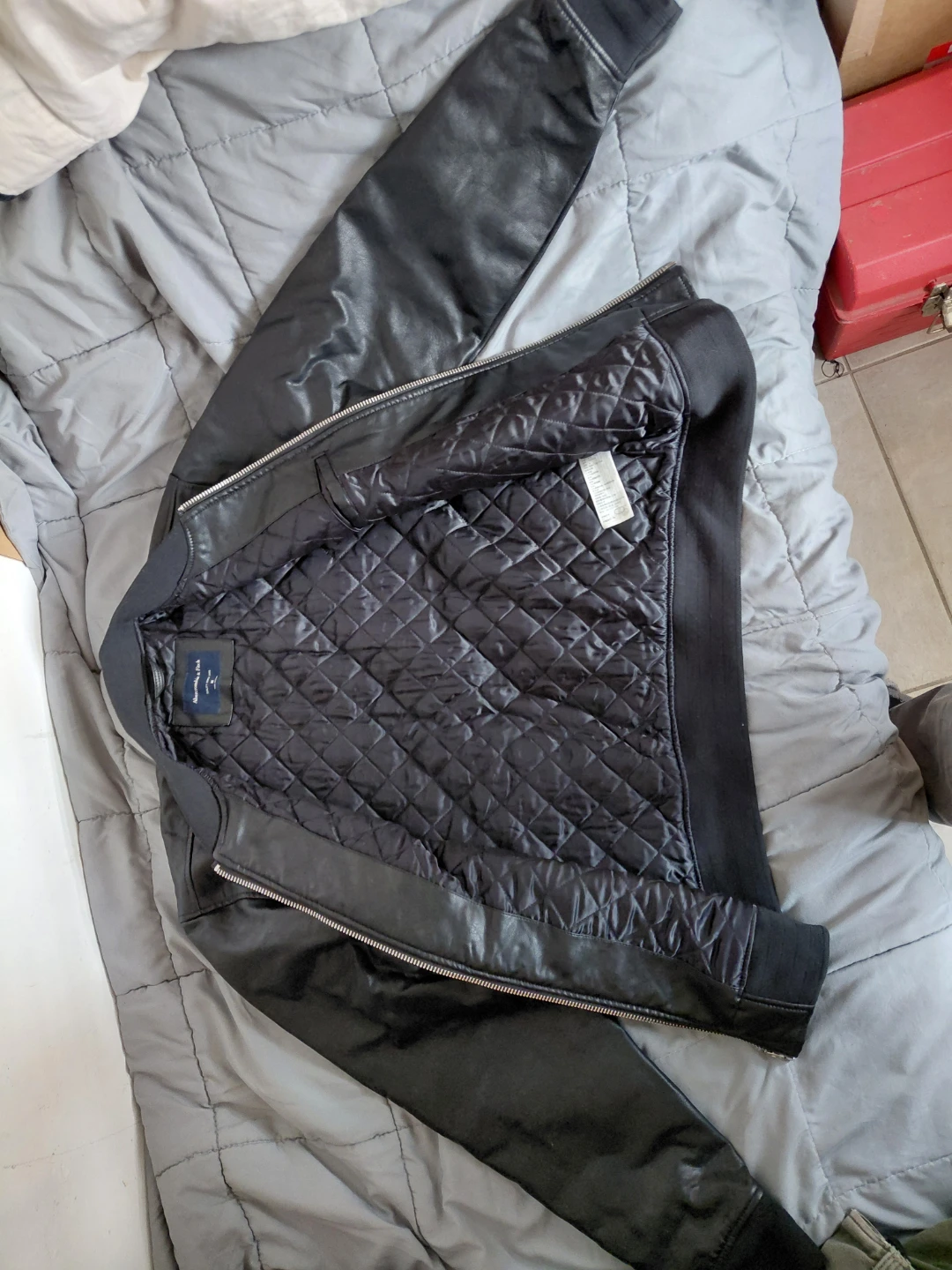 Abercrombie & fitch Bomber Jacket Faux Leather Black
