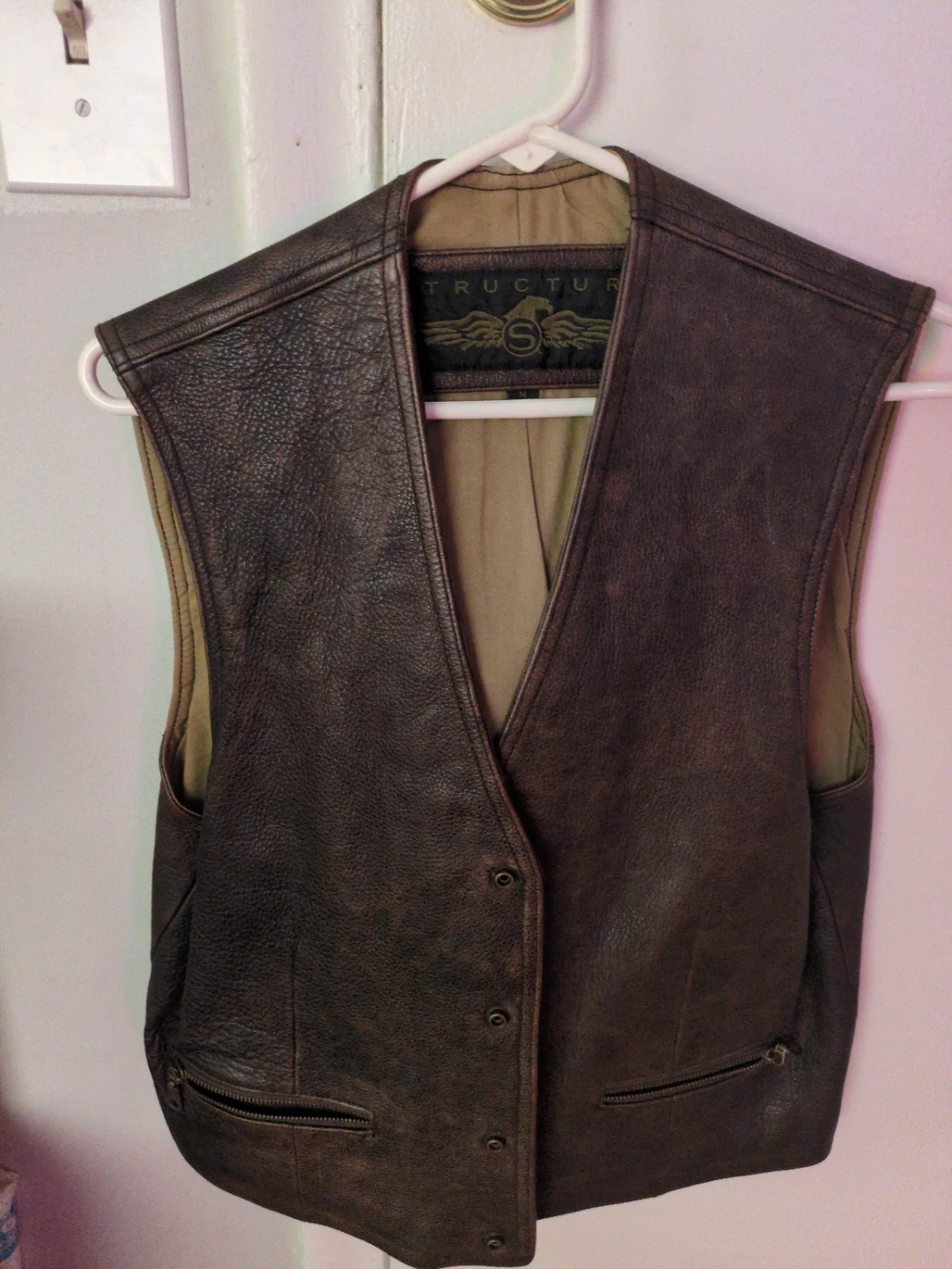 Structure Brown Leather Vest - Men's Medium