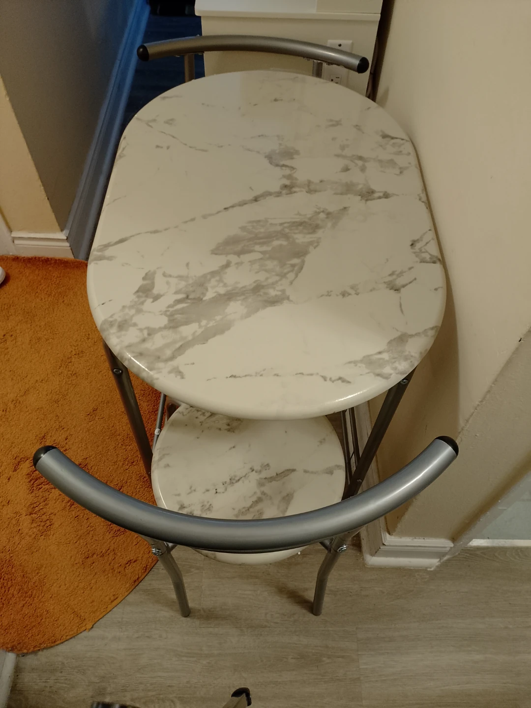 3-Piece Dining Set - Marble Look Table & Chairs - photo 3