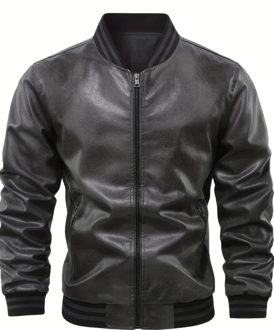 Bomber faux leather jacket