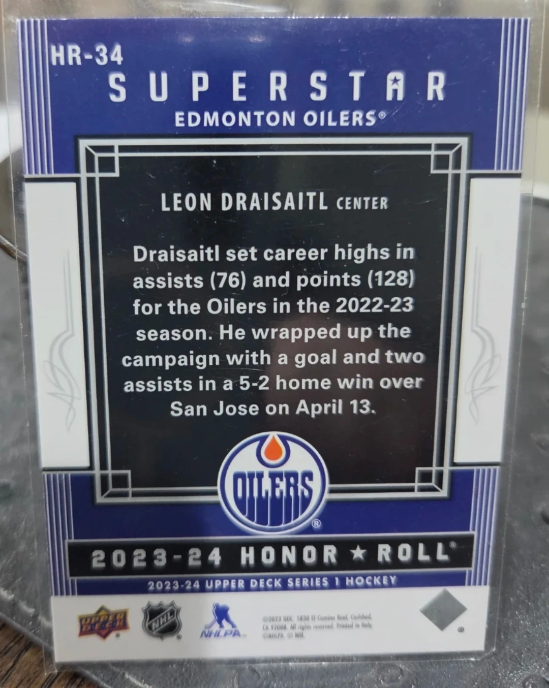 Upper Deck 2023-24 Honor Roll Leon Draisaitl Edmonton Oilers - photo 2