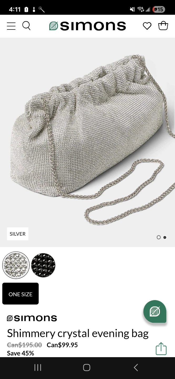Simons Shimmery Crystal Evening Bag - Silver