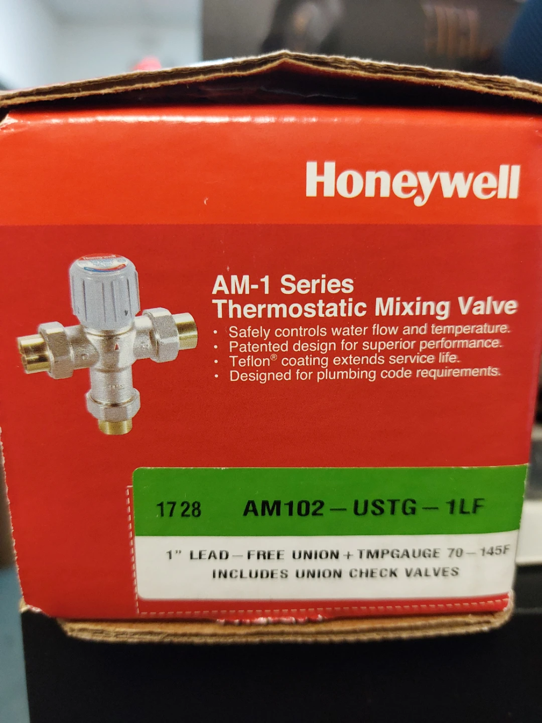 HONEYWELL  AM100-USTG-1LF Mixing Valve 1/2" Brass 70-145 F Union - photo 3