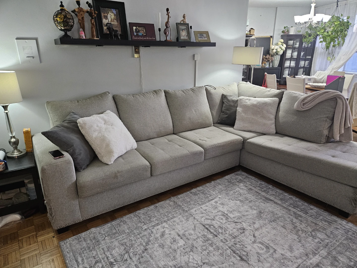 Grey Sectional Sofa with Chaise