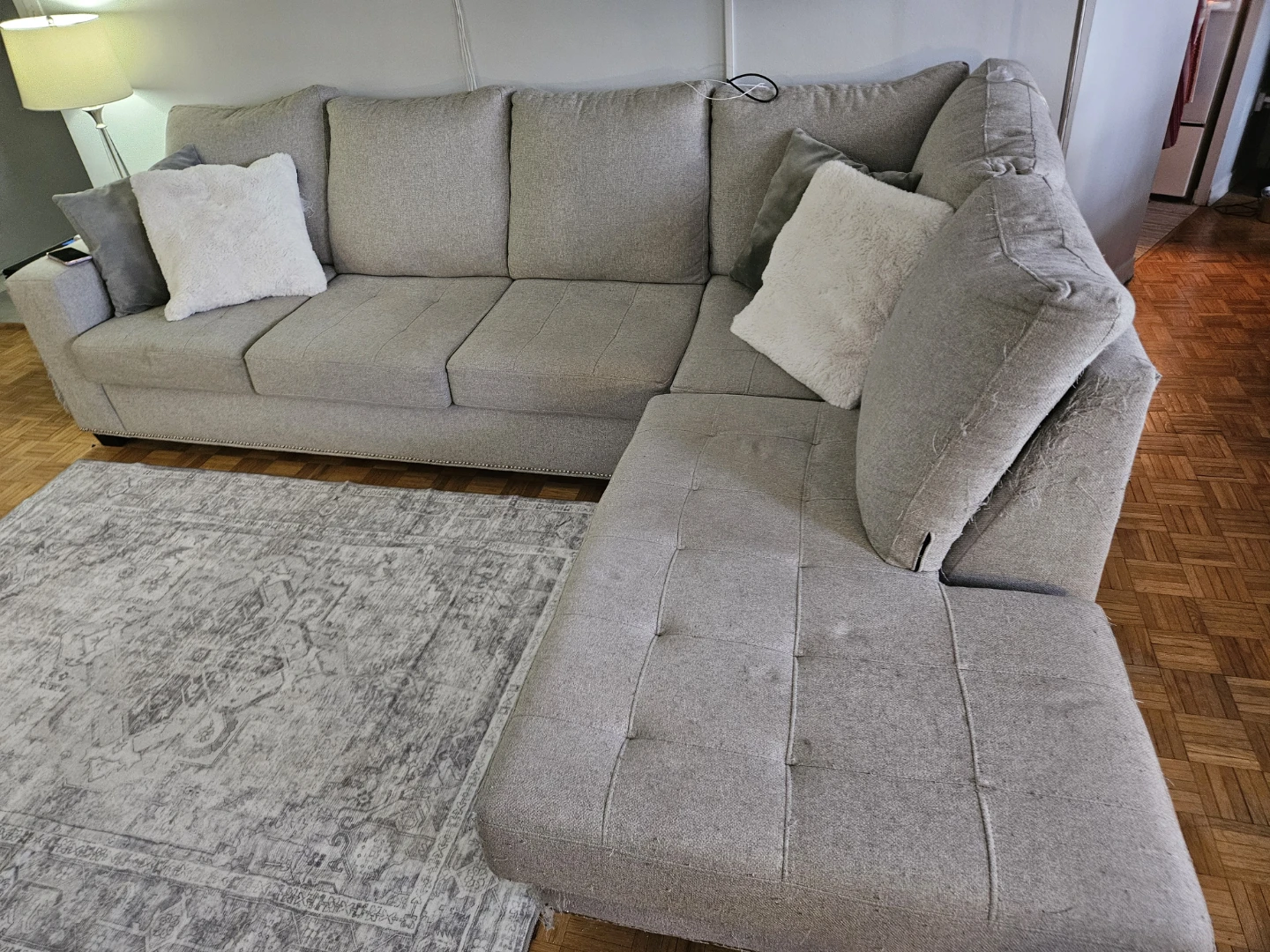 Grey Sectional Sofa with Chaise - photo 2