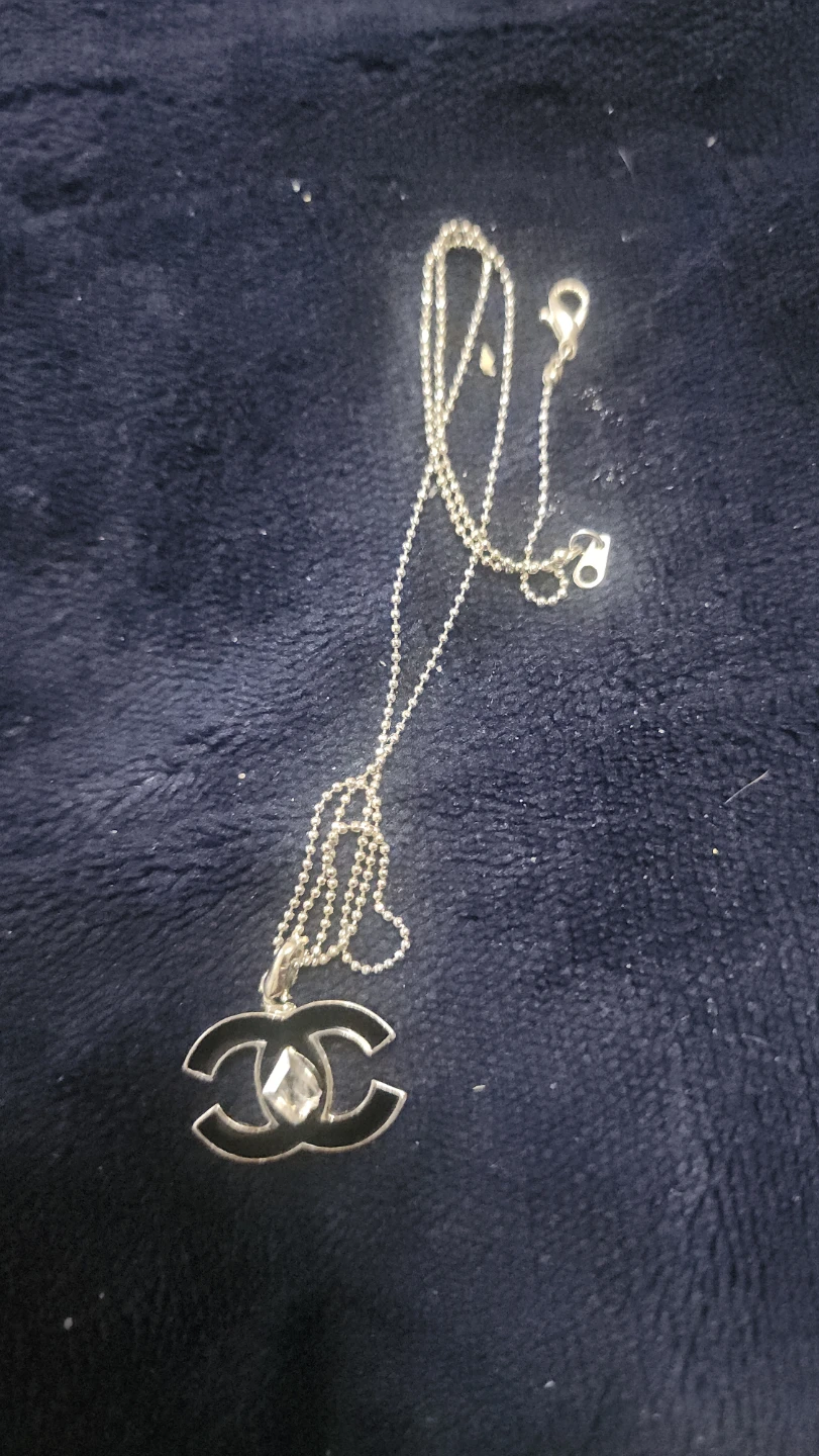 Chanel CC Logo Necklace with Crystal Accent - photo 2