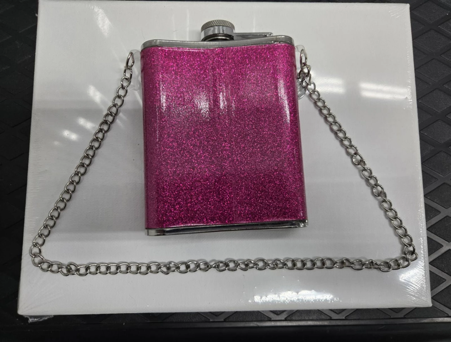 Pink Glitter Flask with Chain - photo 2