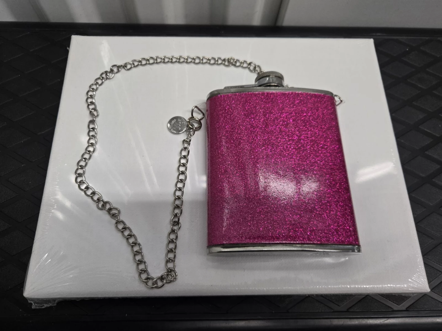 Pink Glitter Flask with Chain - photo 3