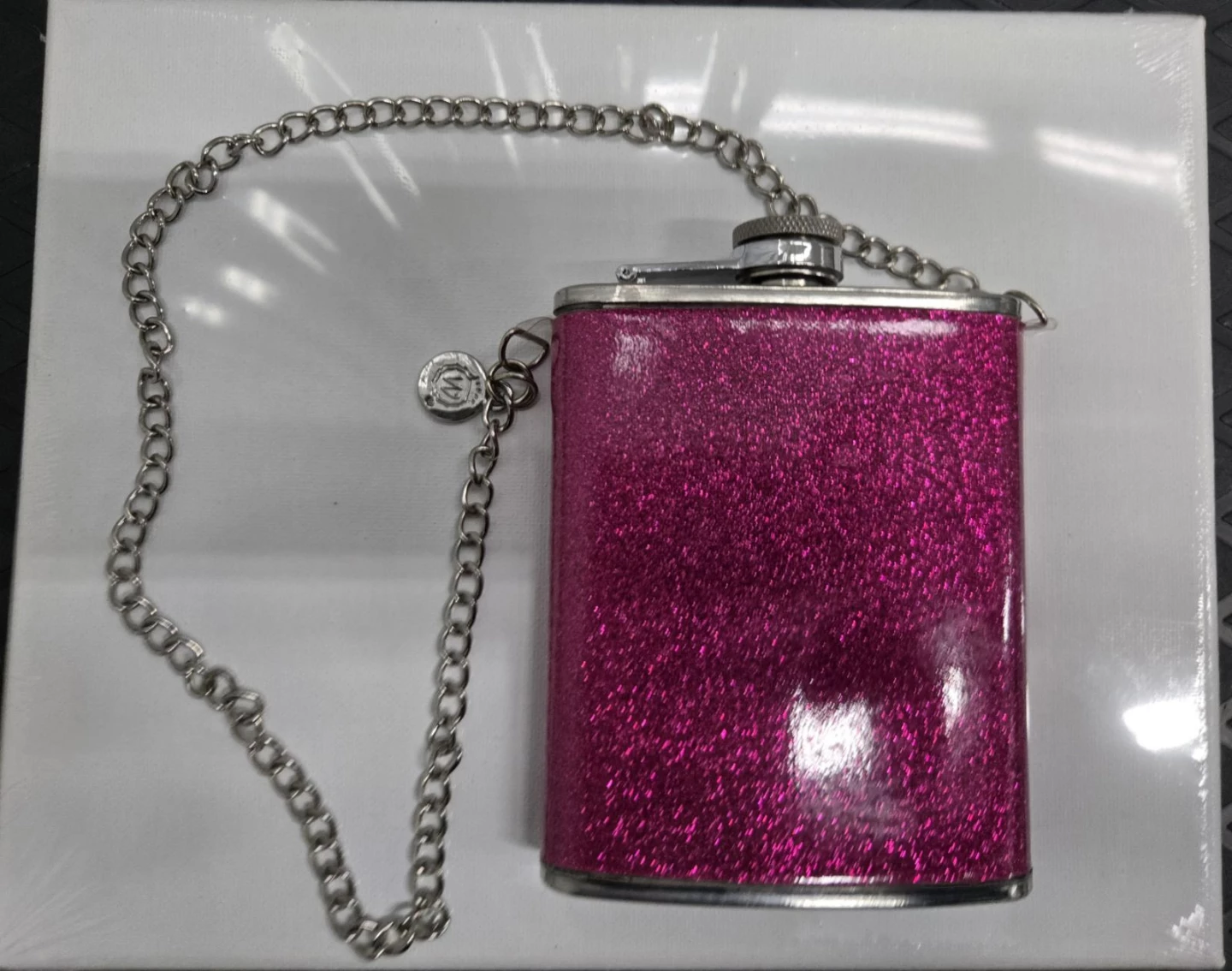 Pink Glitter Flask with Chain - photo 4