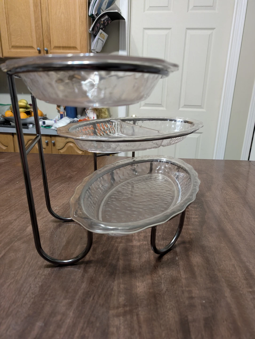3-Tier Hammered Glass Serving Tray with Metal Stand - photo 2