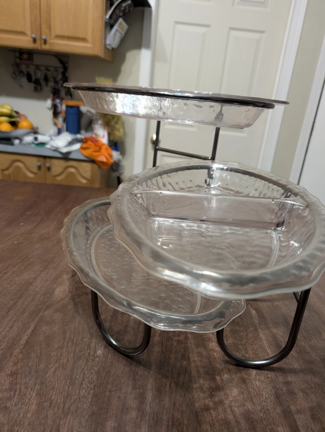3-Tier Hammered Glass Serving Tray with Metal Stand - photo 3