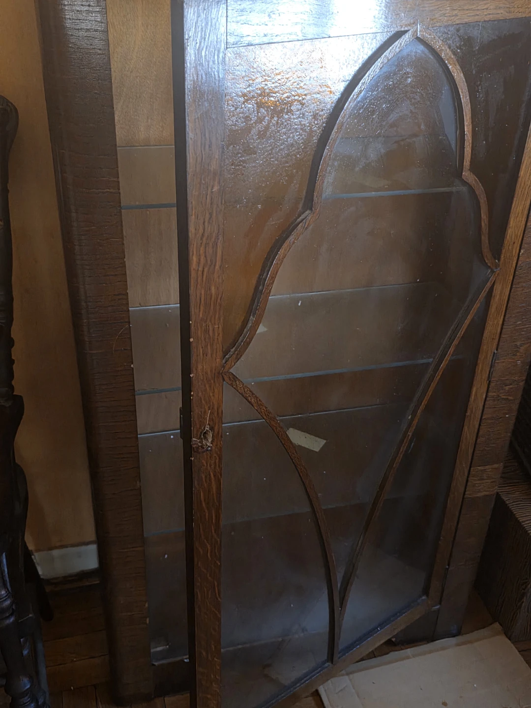 Antique Oak Curio Cabinet with Glass Door - photo 2