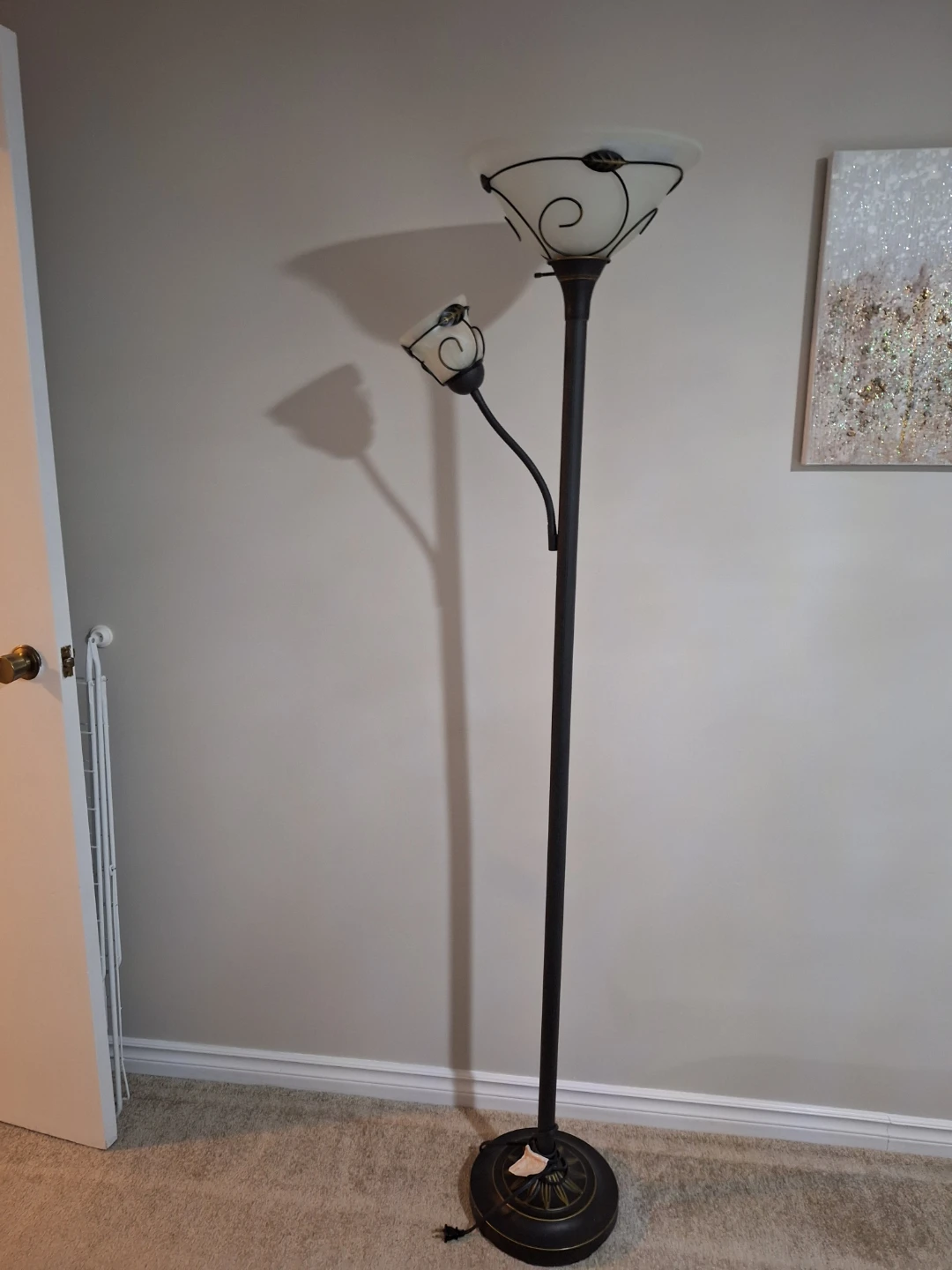 Dual Head Floor Lamp with Swirl Detail