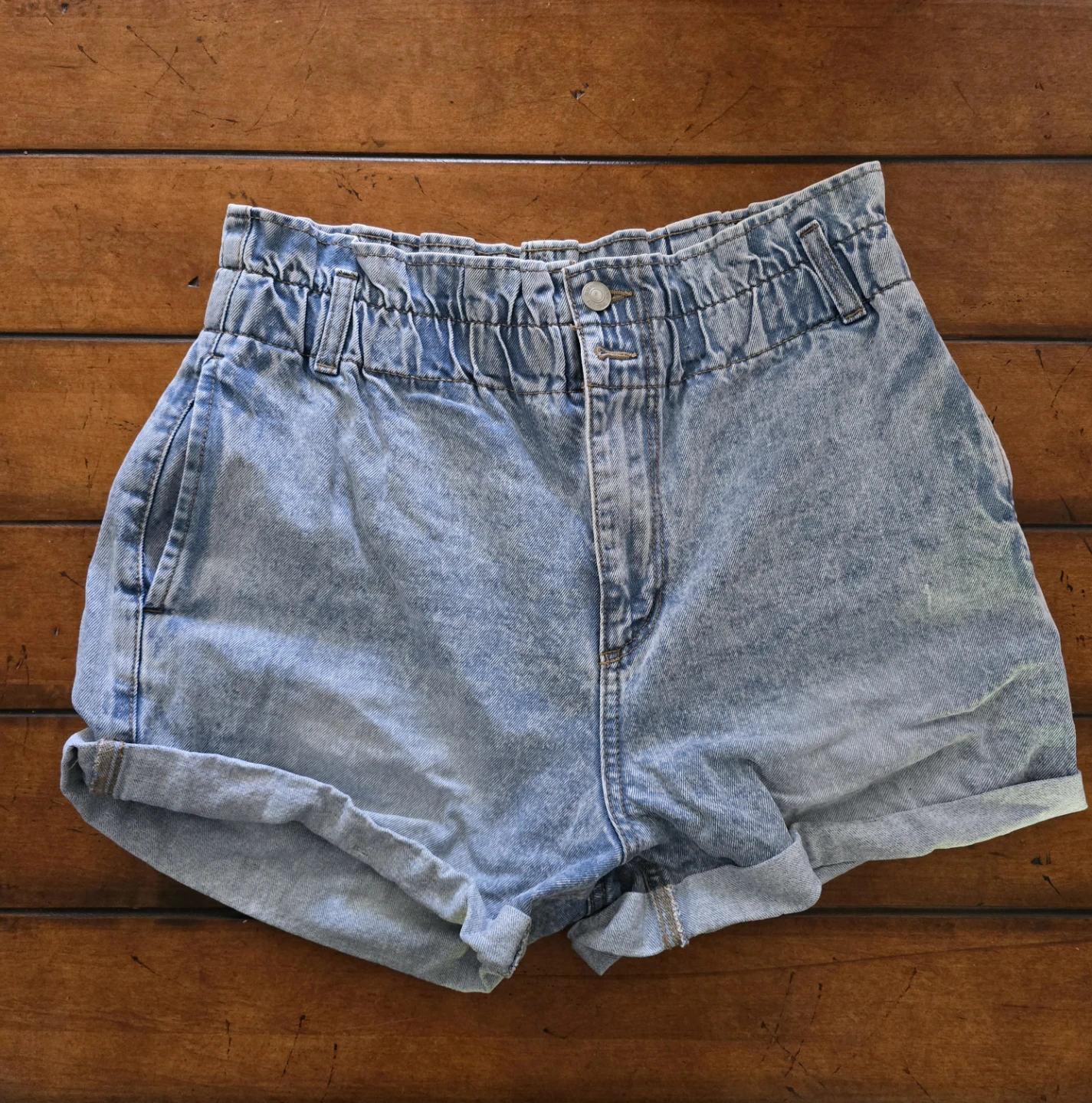 Denim Paperbag Waist Shorts Bluenotes