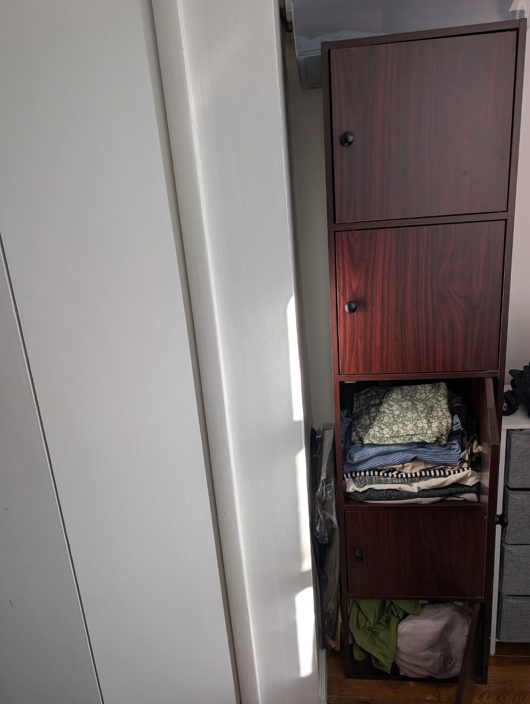 Dark Wood 4-Tier Storage Cabinet with Doors - photo 2