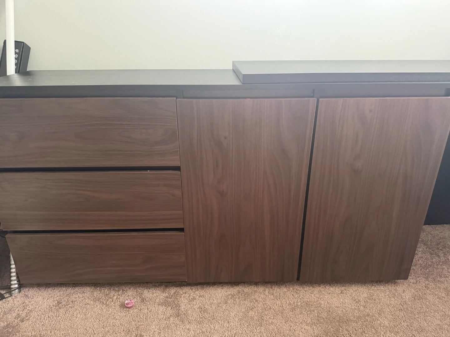 Modern Black and Walnut Desk with Drawers
