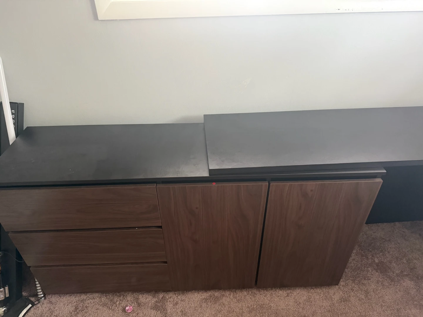 Modern Black and Walnut Desk with Drawers - photo 3