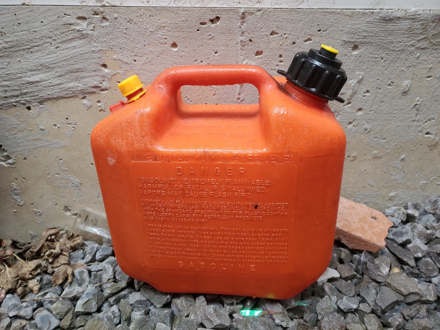 Orange Plastic Gasoline Can