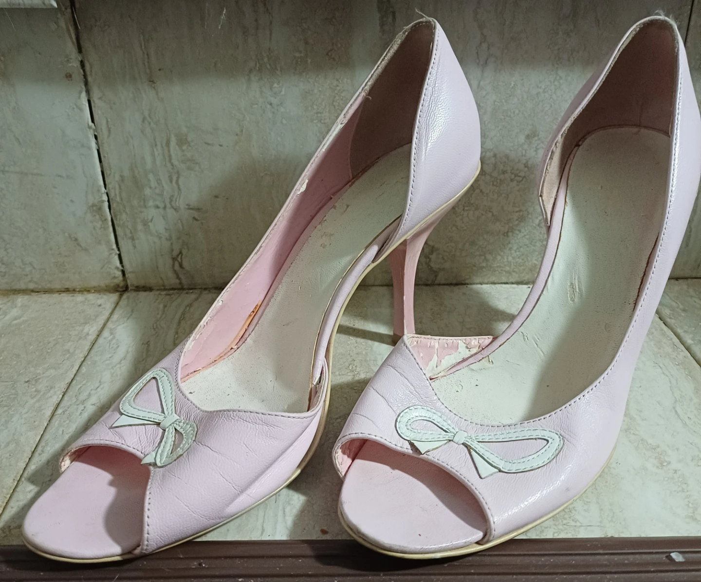 FREE Pink Bow Peep-Toe Heels