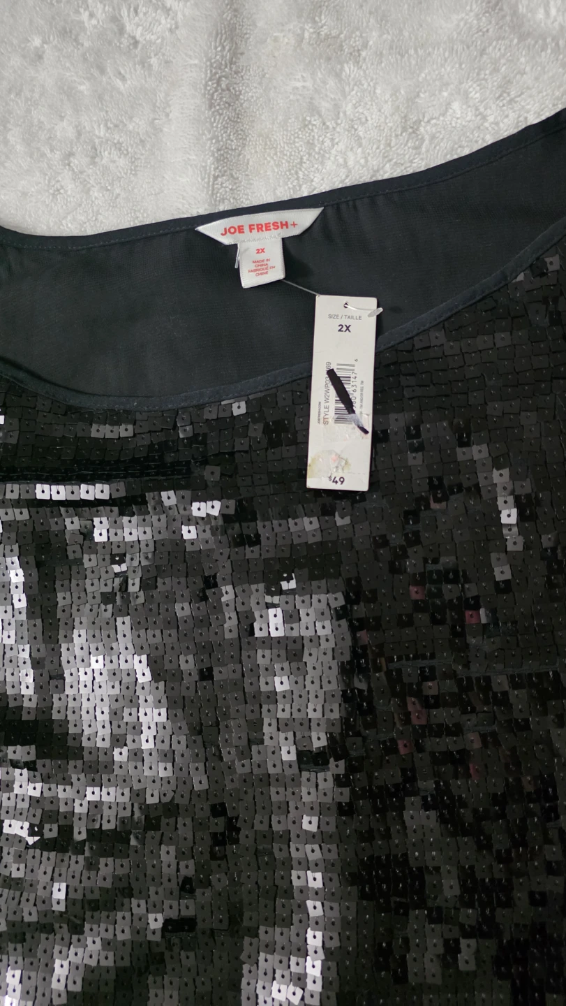 Joe Fresh Black Sequin Camisole Tank Top Size 2X - photo 2