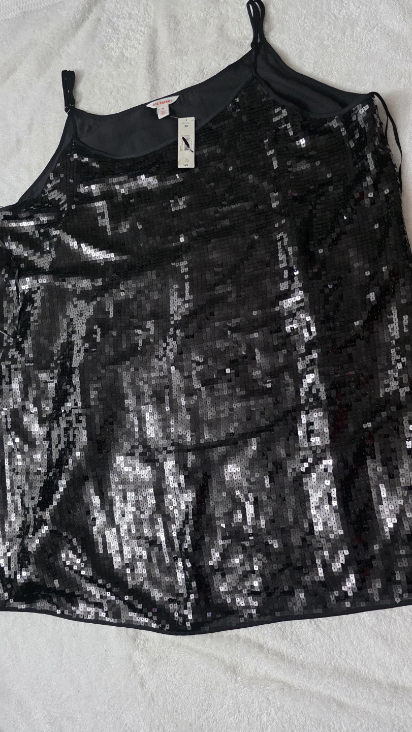 Joe Fresh Black Sequin Camisole Tank Top Size 2X - photo 4