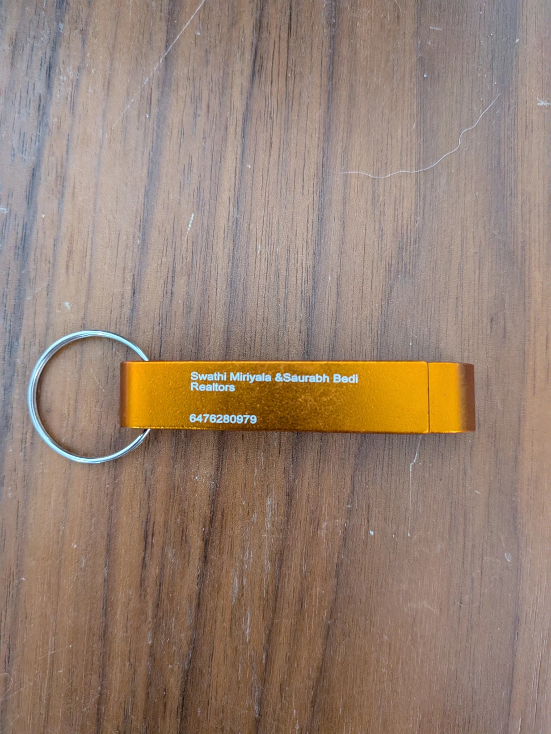 Orange Metal Keychain with Realtor Info 🌱
