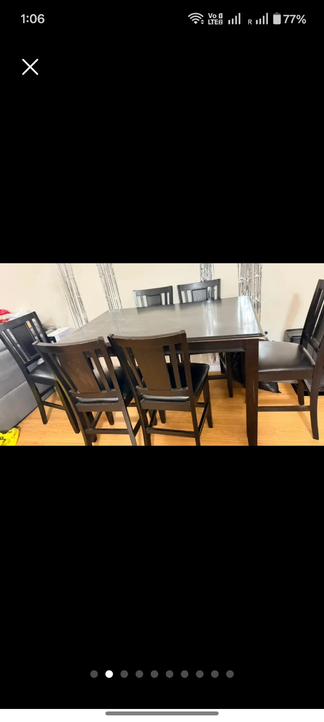 Dark Wood Dining Table and Chairs Set