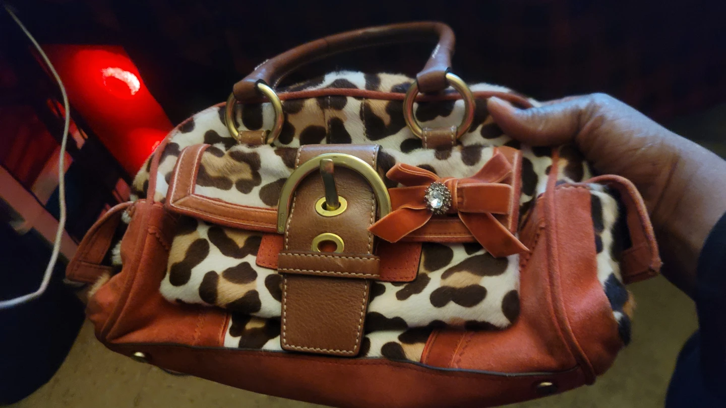 Coach Leopard Print Leather Satchel Handbag