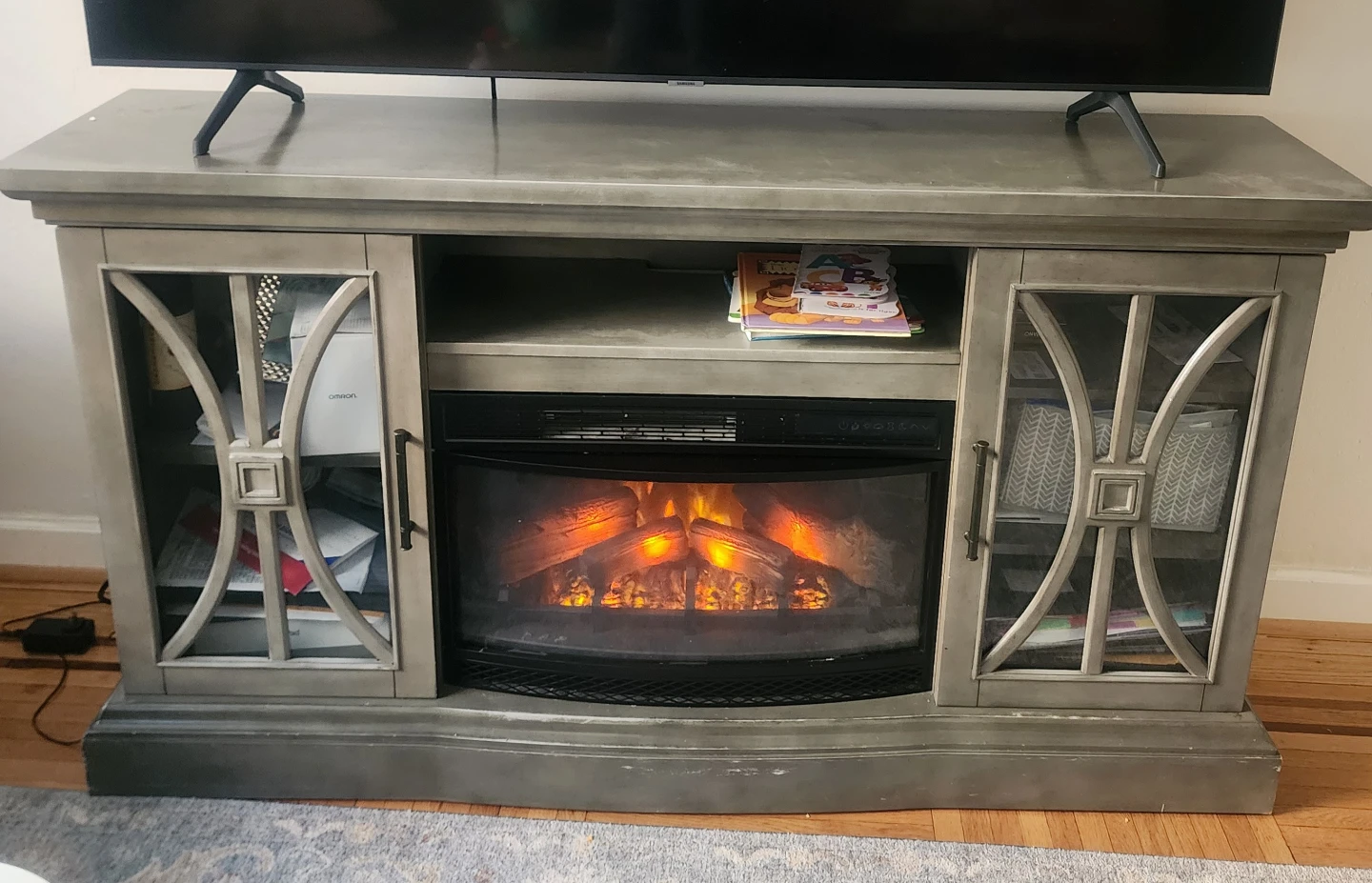 Gray Electric Fireplace TV Stand - photo 3
