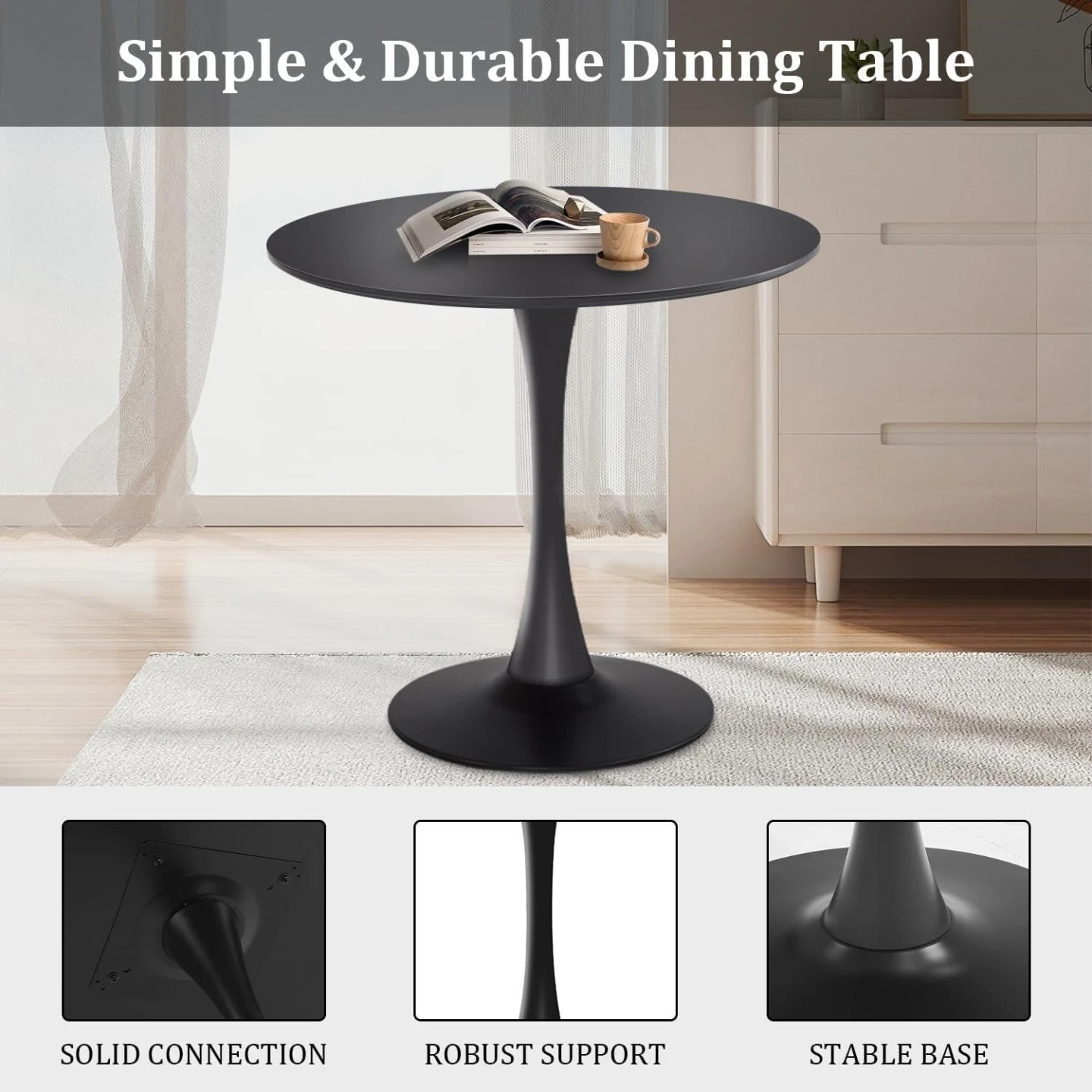 New>>Black Tulip Dining Table - 31.5" Round - photo 5
