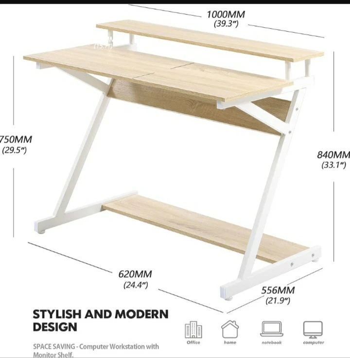 Computer Workstation Desk with Monitor Shelf🌱