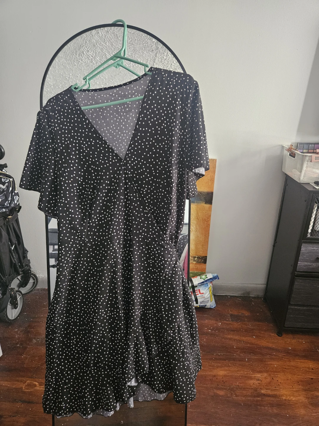 Black polka dot wrap dress - photo 3