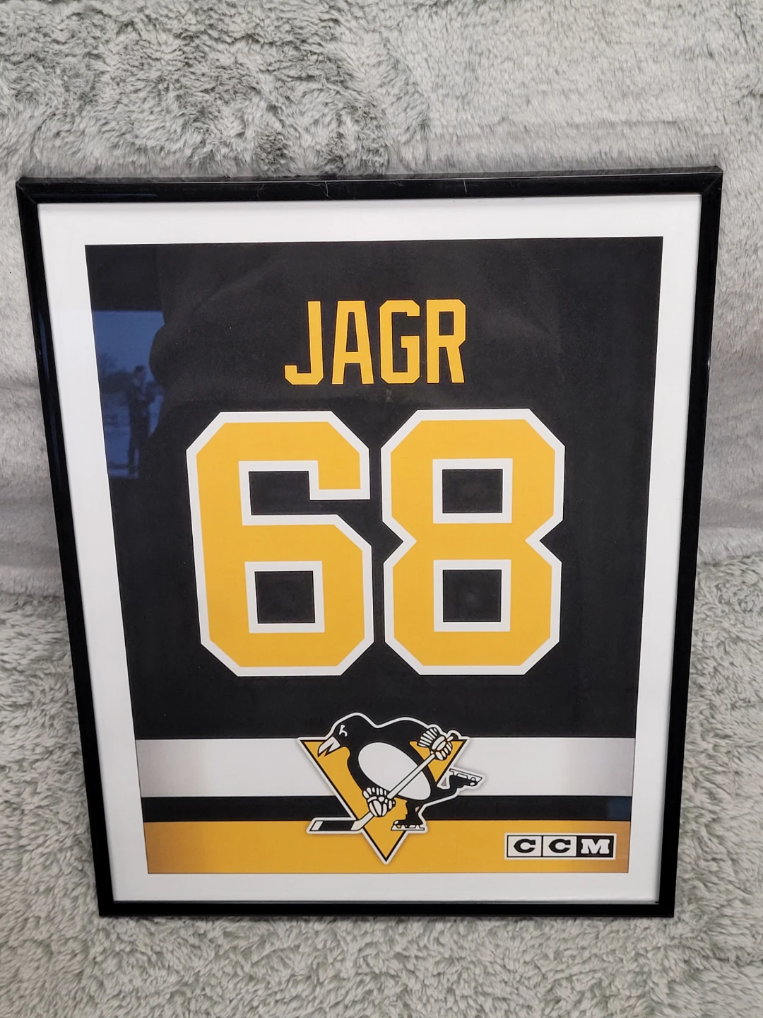 Framed Pittsburgh Penguins Jagr #68 Hockey Jersey