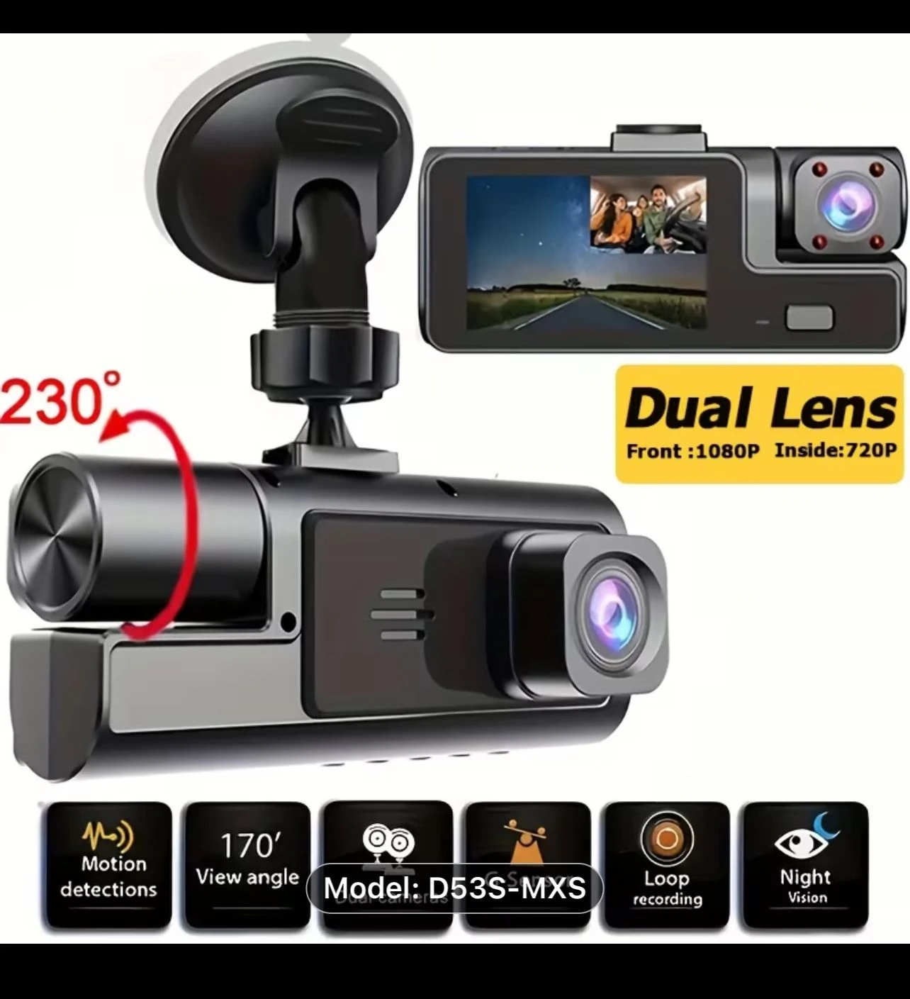 New Dual Dash Cam (1080P Front + 720P Cabin) - $25 CASH - photo 2