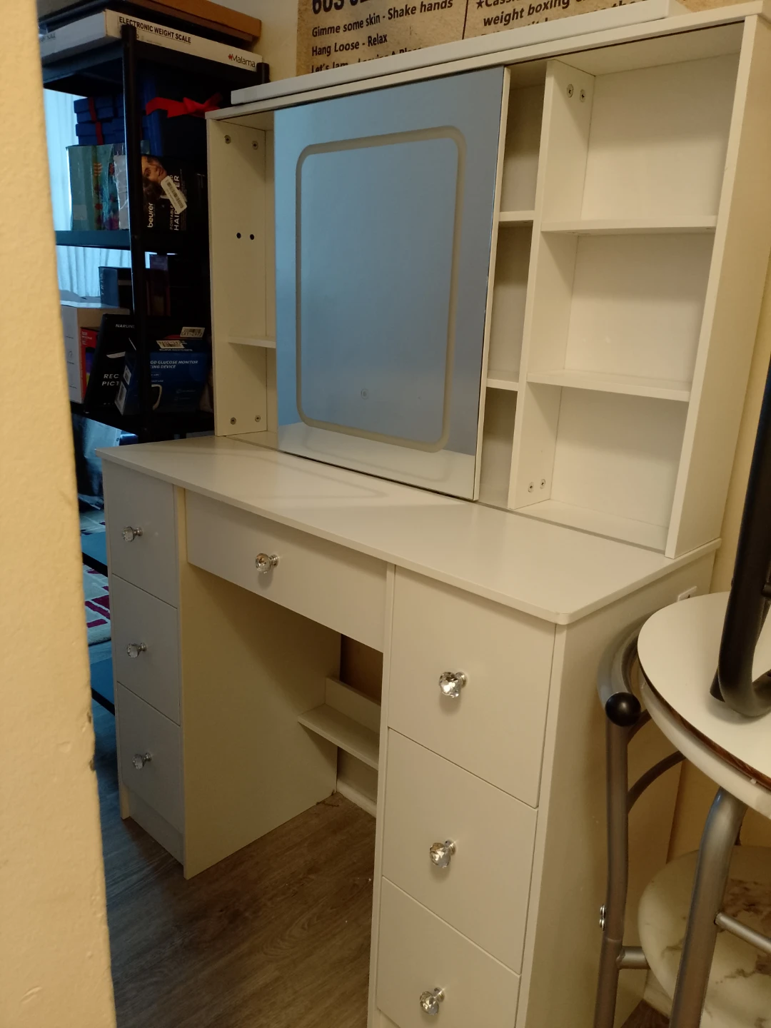 White Vanity Table with LED Mirror