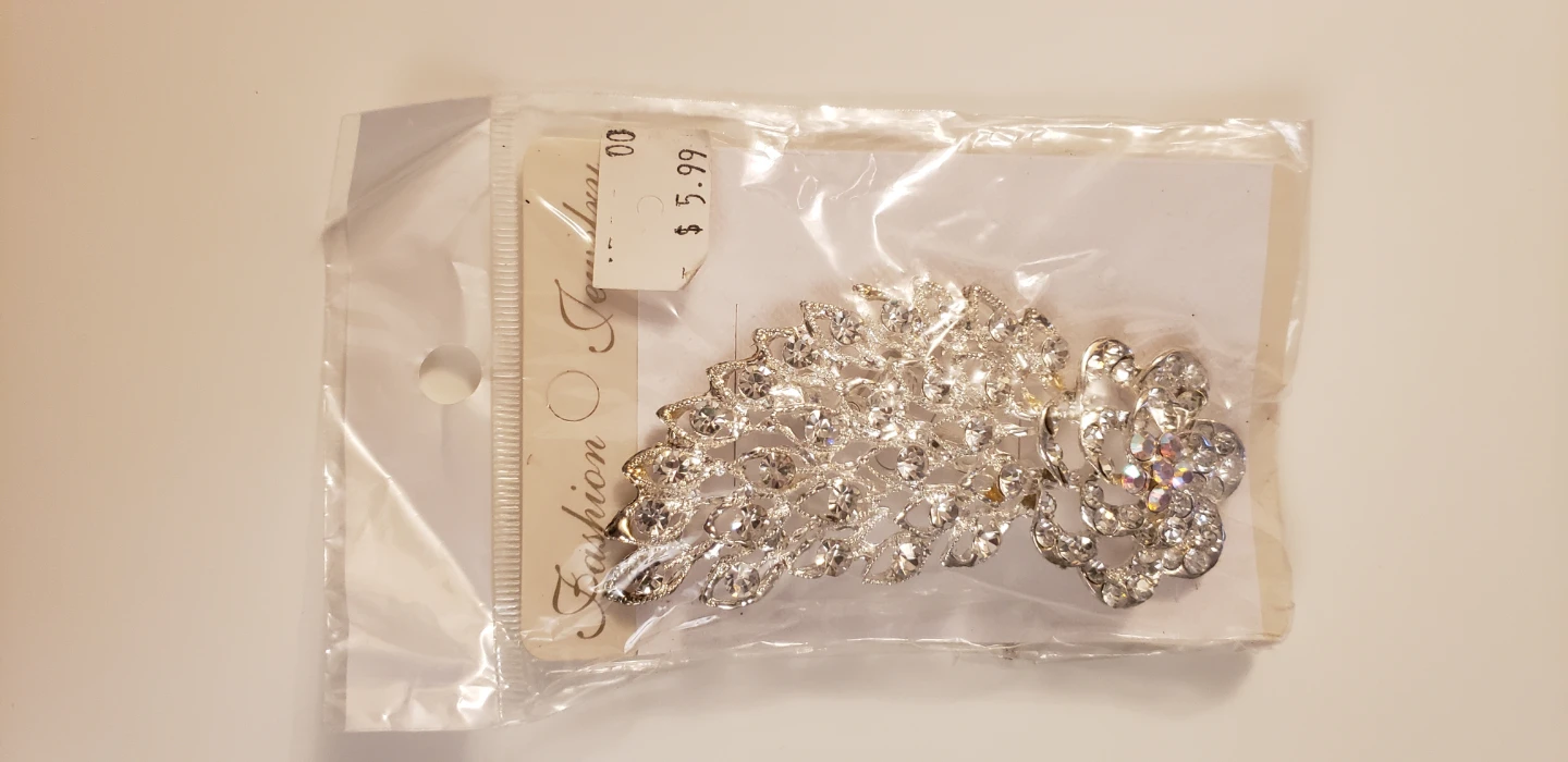 🌱 Rhinestone Flower & Leaf Brooch/Clip - photo 2