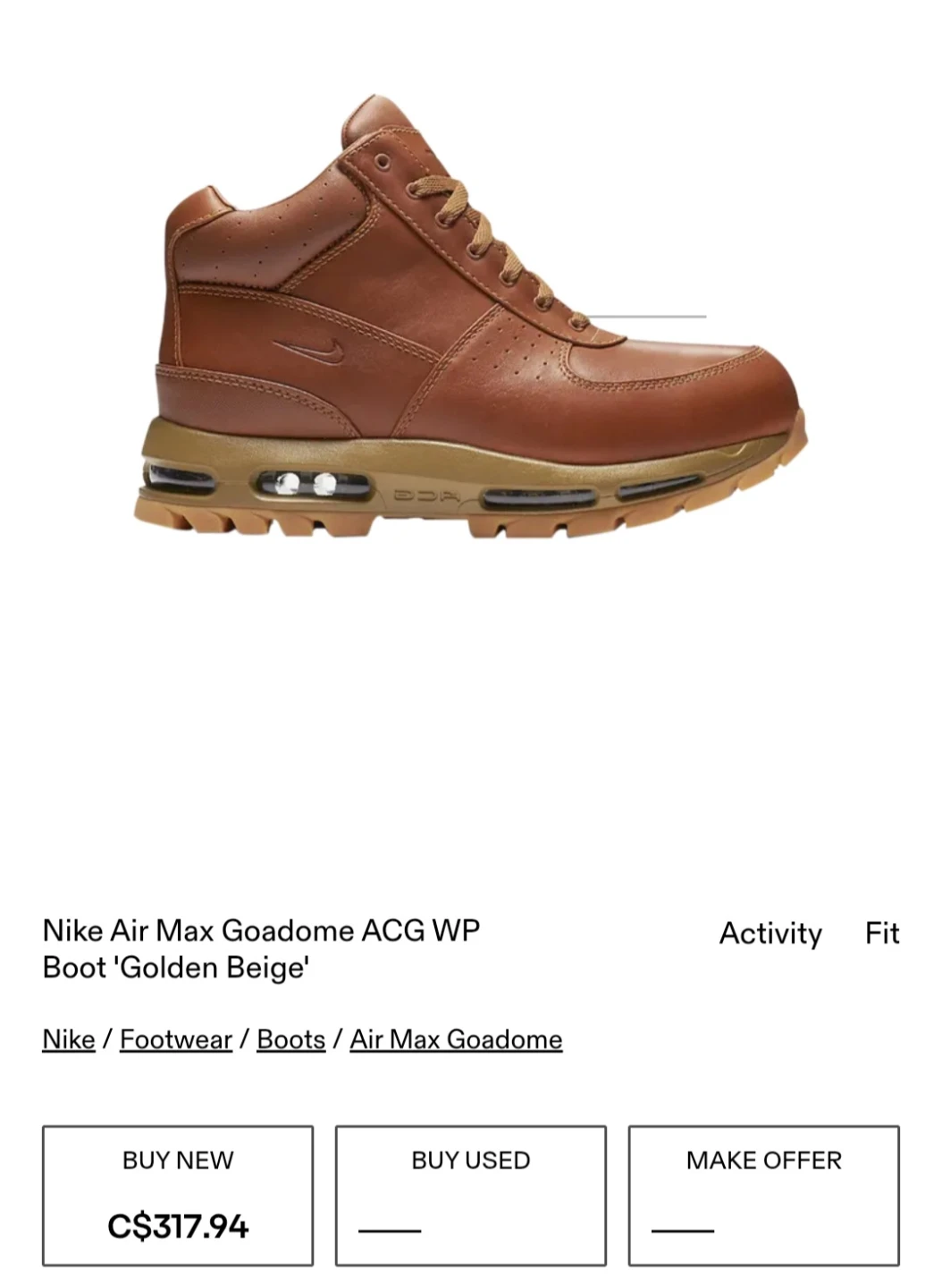 Nike Air Max Goadome ACG WP Boot 'Golden Beige' - photo 3