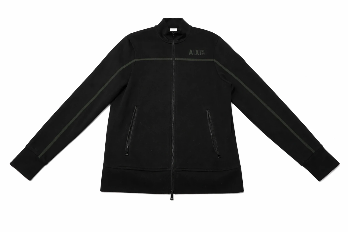 AX NY Black Track Jacket with Green Accents