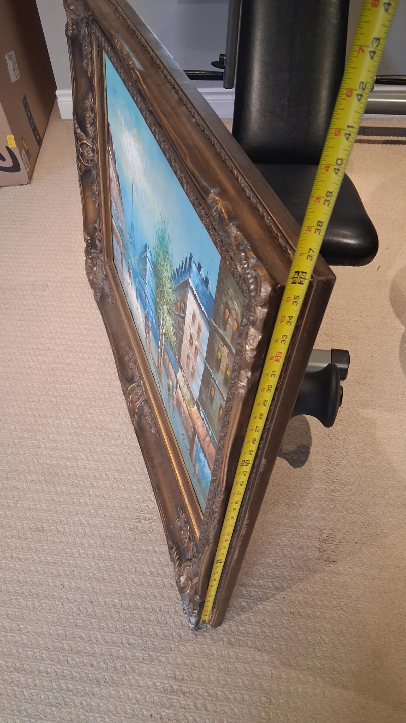 Framed Oil Painting of Parisian Street Scene - photo 4