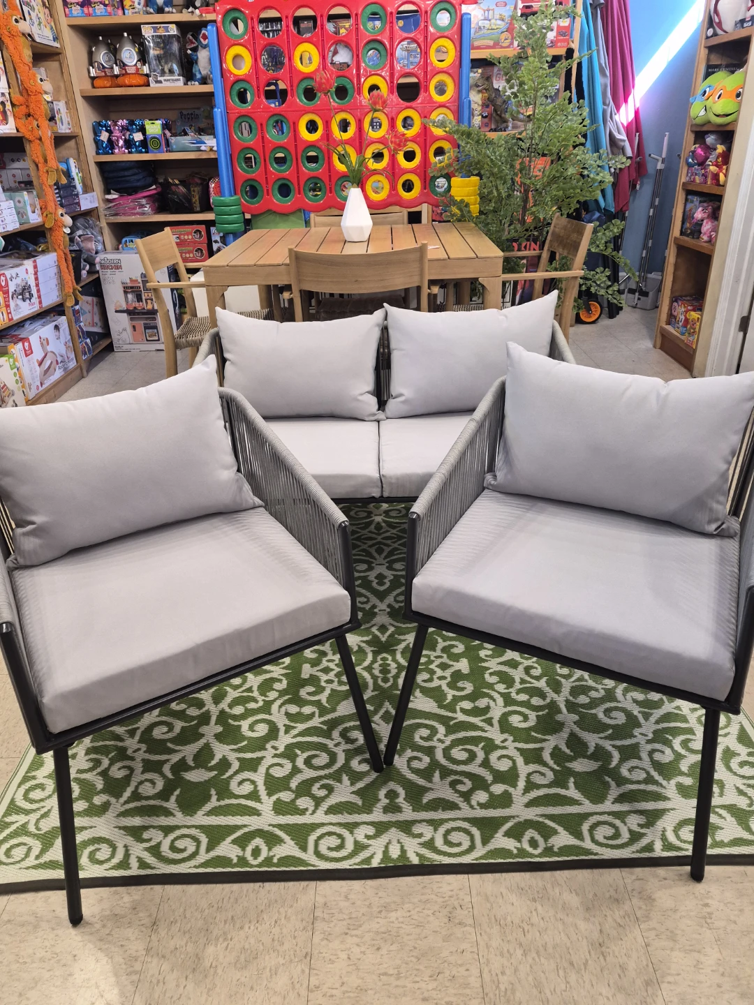 Modern Outdoor Rope Loveseat and Chairs Set with Cushions - photo 2