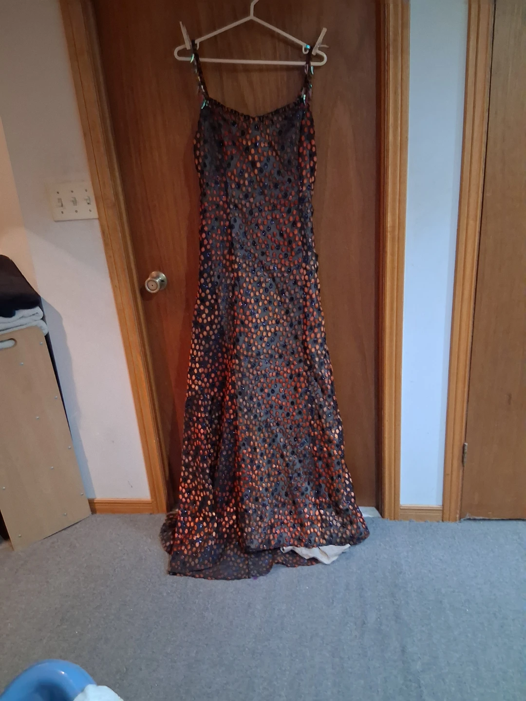 Black and Orange Polka Dot Maxi Dress