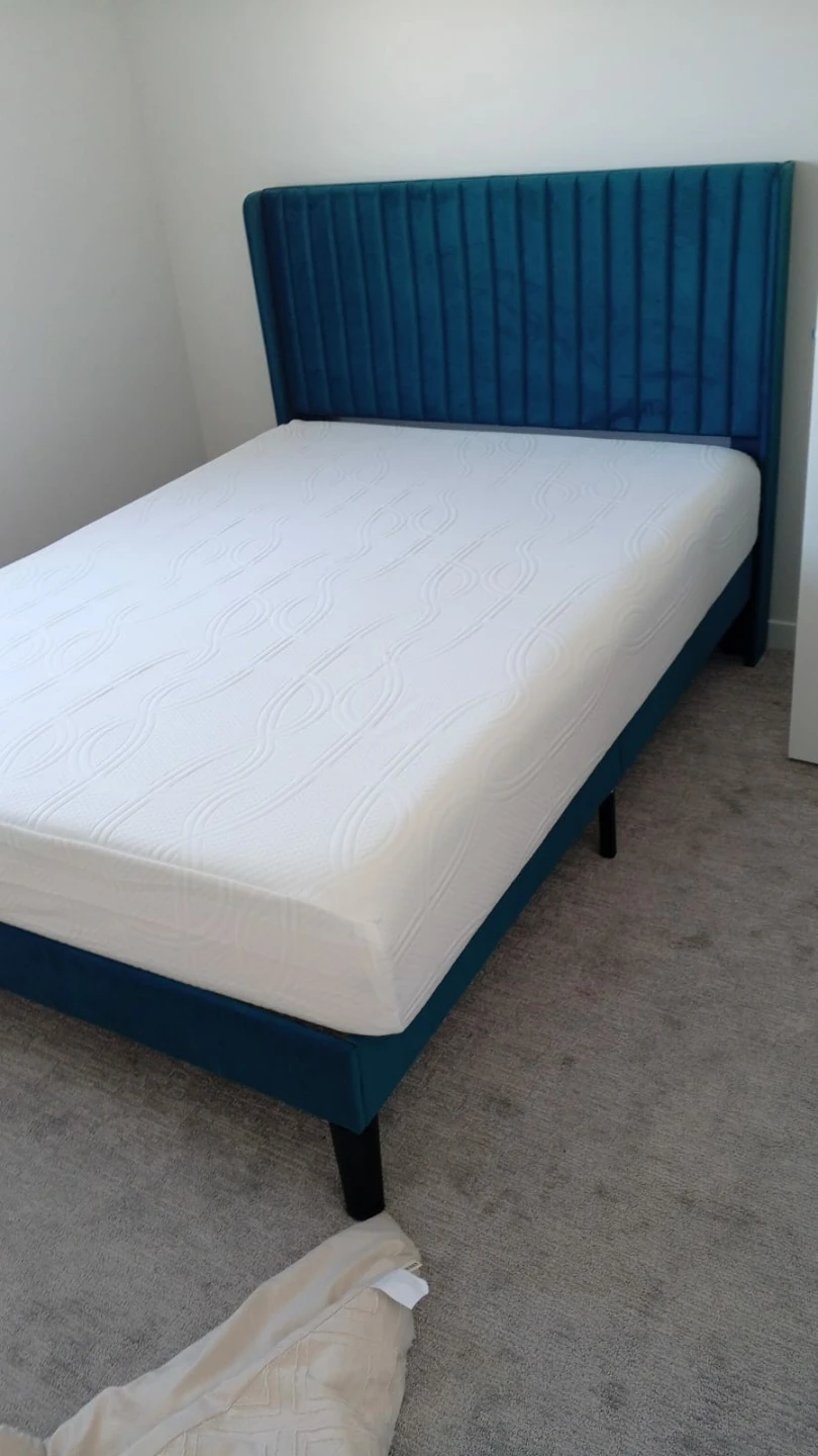 Velvet Teal Queen Bed Frame with Headboard